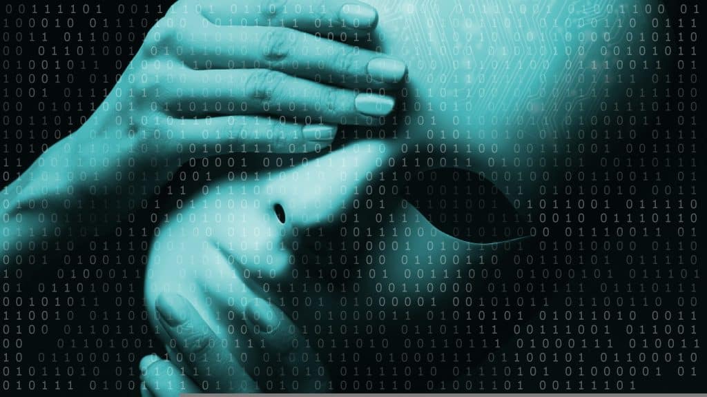 Why AI Agent Hosting Platforms Are Becoming Essential for Modern Automation in 2026 Teal-toned hand with digital circuitry and strings of 0s and 1s overlay, representing cybersecurity.