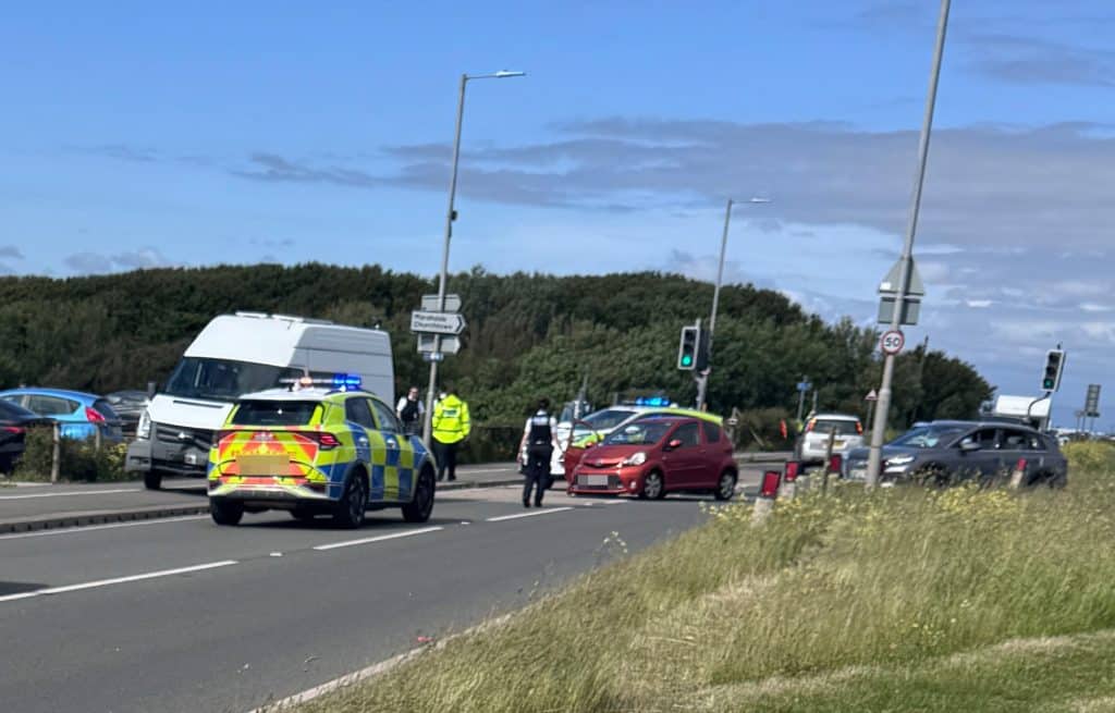 Collision causes traffic delays on Marine Drive